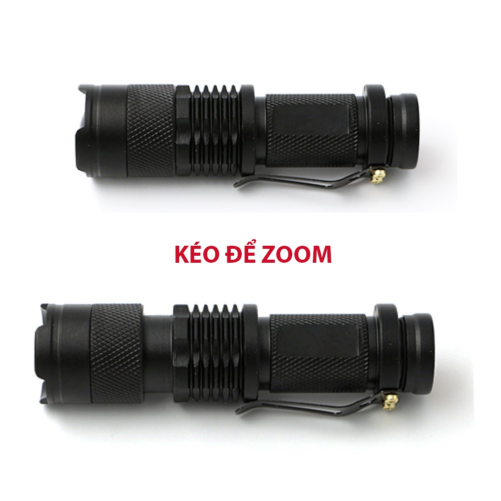 Đèn pin mini siêu sáng Lomon ST44 zoom xa gần kèm pin sạc