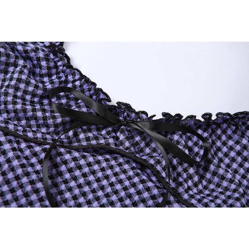 Áo Tank Top Hở Lưng Thắt Nơ Họa Tiết Sọc Caro Thời Trang Cho Nữ