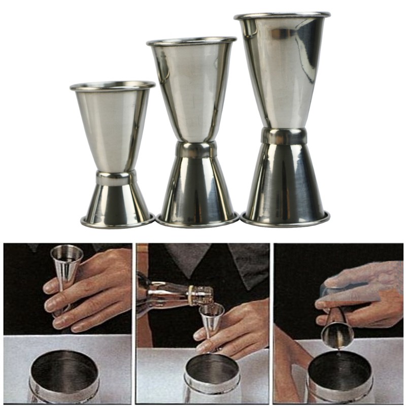 ❤❤ 3 Size Jigger Single Double Shot Cocktail Wine Short Measure Cup Drink Bar