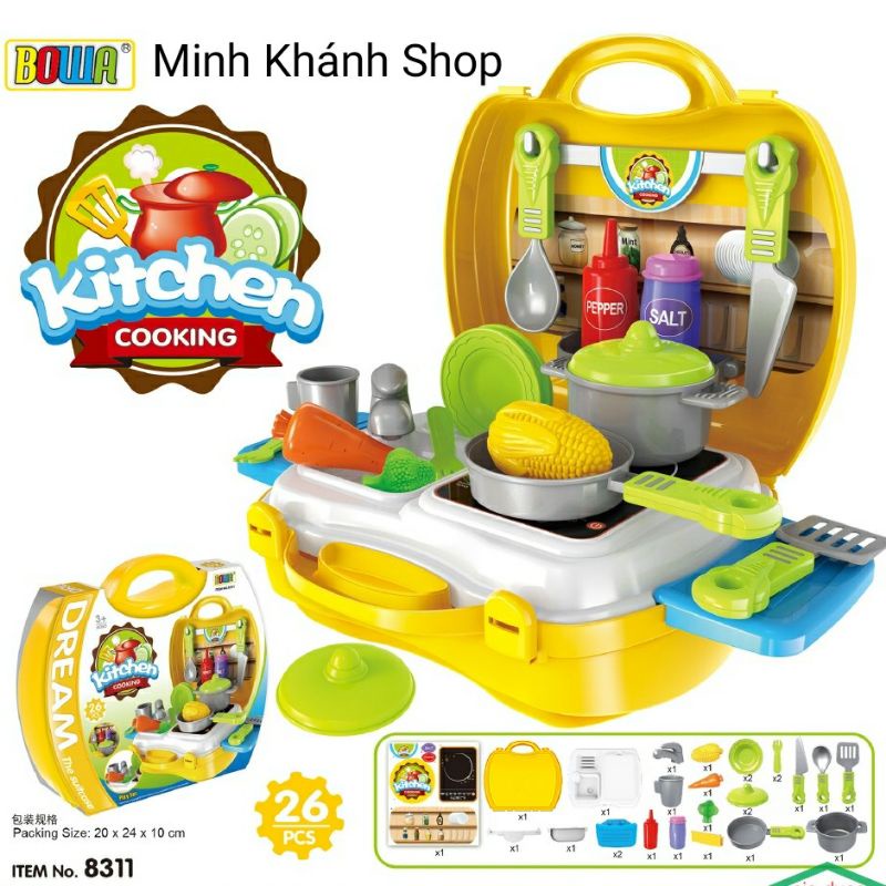 Vali đồ chơi nấu ăn dụng cụ nhà bếp Bowa Kitchen Cooking