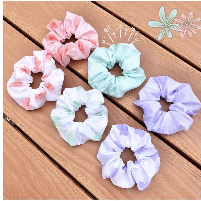 [RẺ VÔ ĐỊCH] Cột tóc scrunchies hoa đào pastel