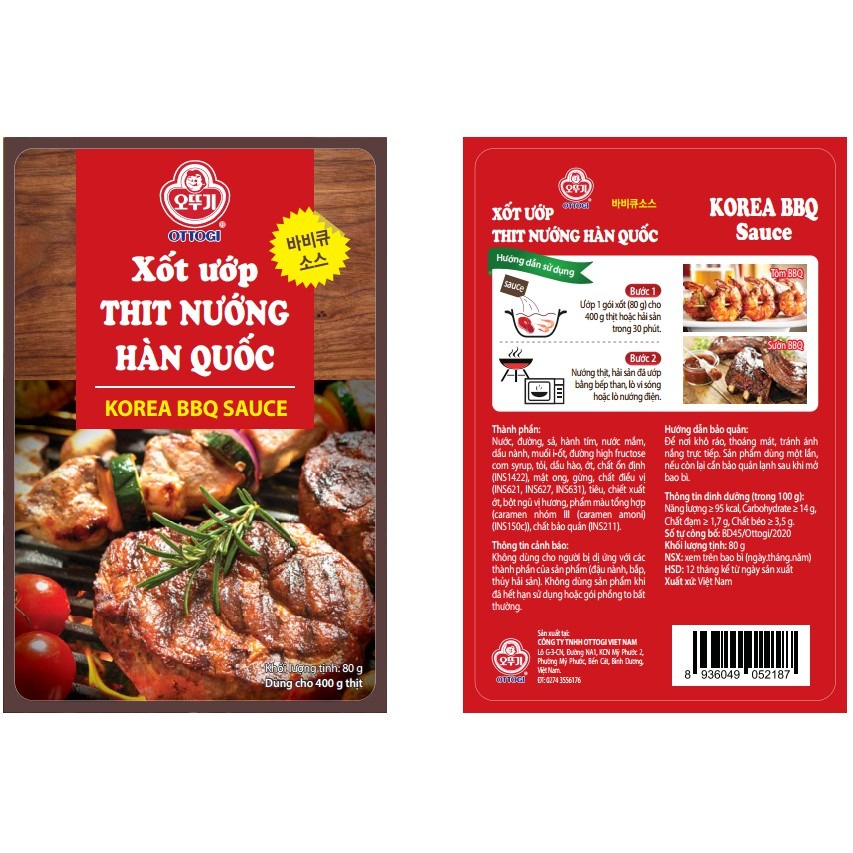 Sốt Ướp Thịt Nướng Truyền Thống/ Sốt Me/ Sườn Nướng Ottogi Gói 80gr