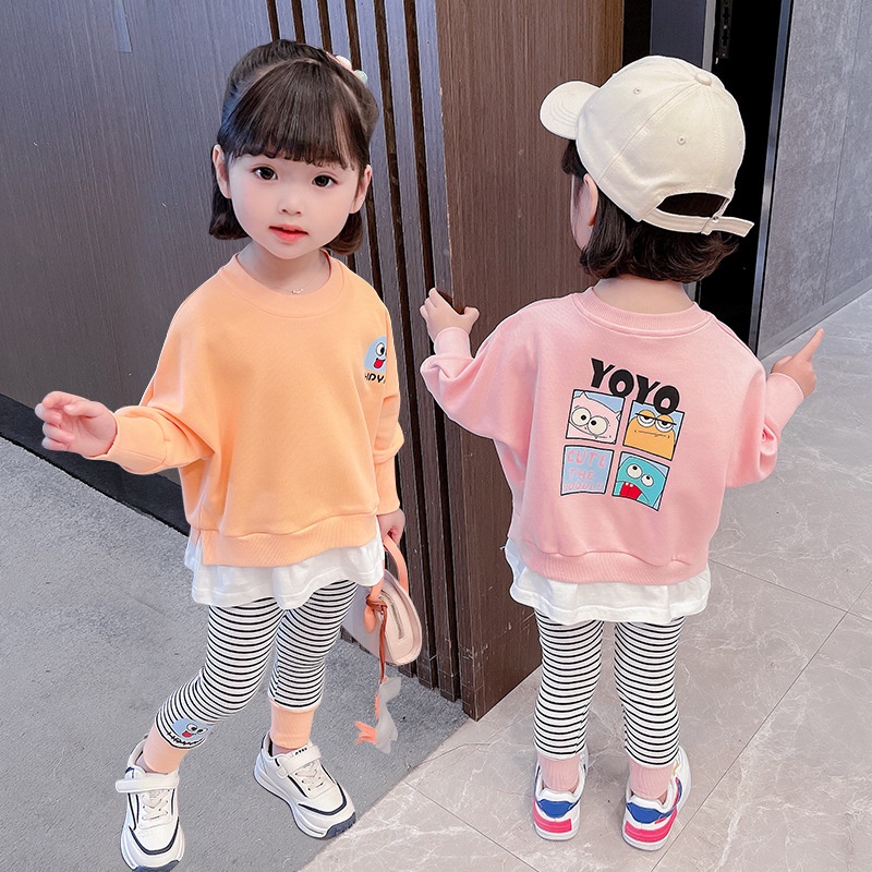 BTG1 Size80-120 (6-21kg) Set bộ thun bé gái (áo quần co giãn) Thời trang trẻ Em hàng quảng châu