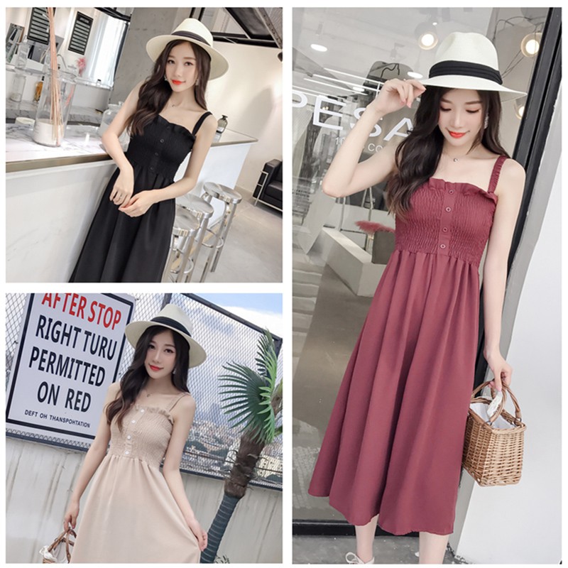 Đầm 2 dây dáng xòe đính nút quyến rũ | BigBuy360 - bigbuy360.vn