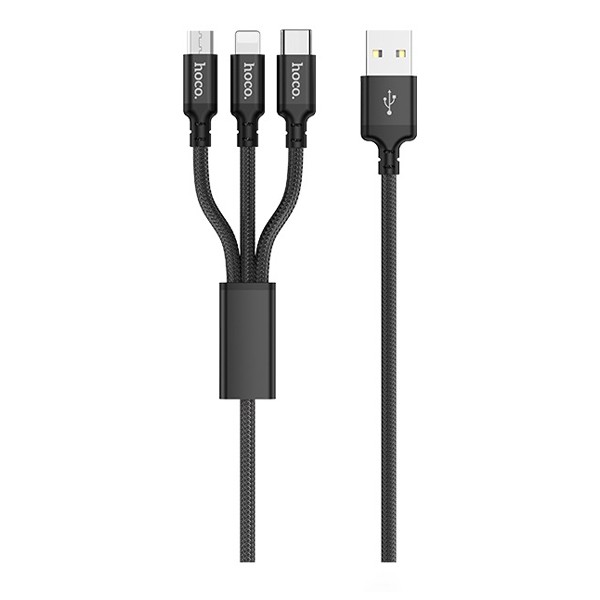 Cáp Sạc 3 Đầu 3 In 1 Hoco CX3 (Lightning + MicroUSB + Type-C) Sạc Nhiều Thiết Bị Cùng Lúc