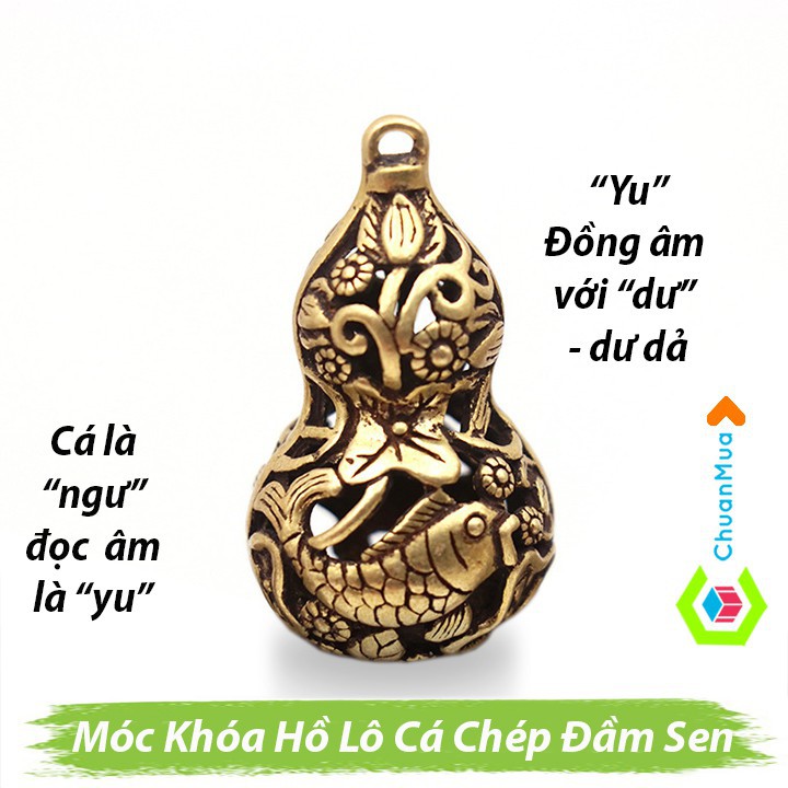 Móc Khóa Hồ Lô Bằng Đồng - Cá Chép Đầm Sen