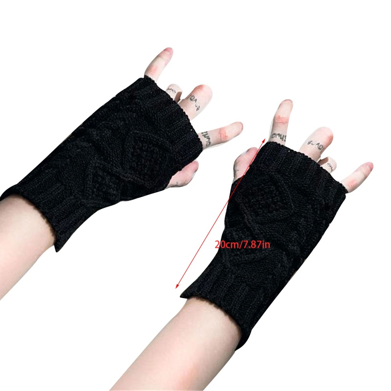 Syd Găng Tay Dệt Kim Hở Ngón Màu Trơn Giữ Ấm Chống Tia uv Cho Nữ