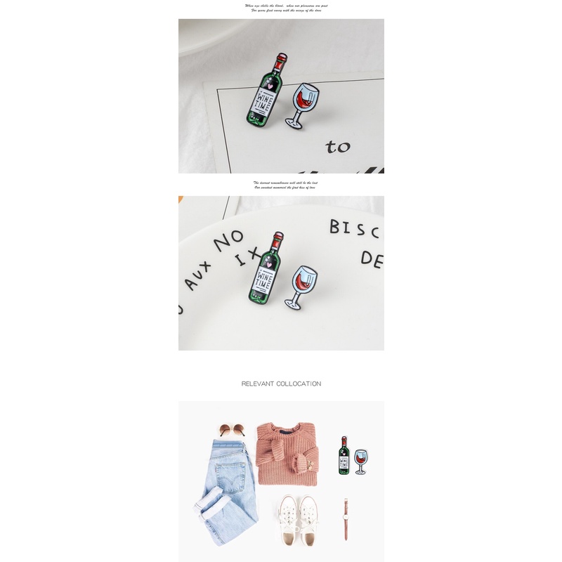 Ghim cài áo hình ly rượu/ chai rượu mini dễ thương cho nam nữ