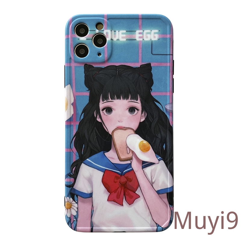 Ốp điện thoại mềm họa tiết hoạt hình cô gái Nhật Bản độc đáo cho iPhone12 11PROMAX X XSMAX XR I8/SE2 Iphone7plus | BigBuy360 - bigbuy360.vn