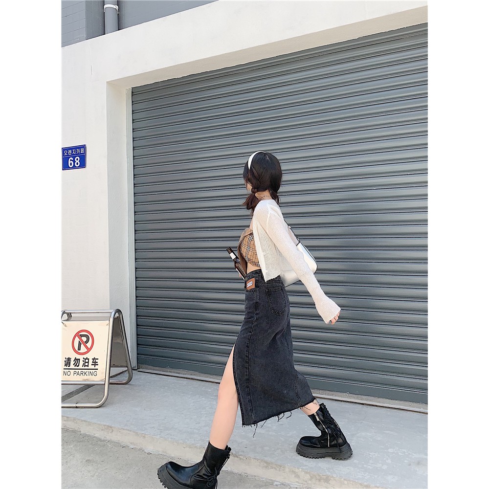 (SẴN) Chân váy jean dài xẻ tà ulzzang AK1534 kèm ảnh thật | BigBuy360 - bigbuy360.vn