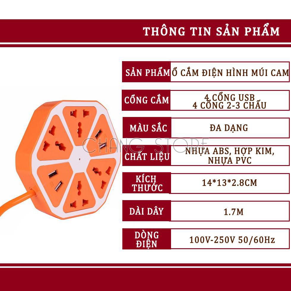 Ổ Cắm Điện Hình Múi Cam Có Cổng USB Tiện Dụng