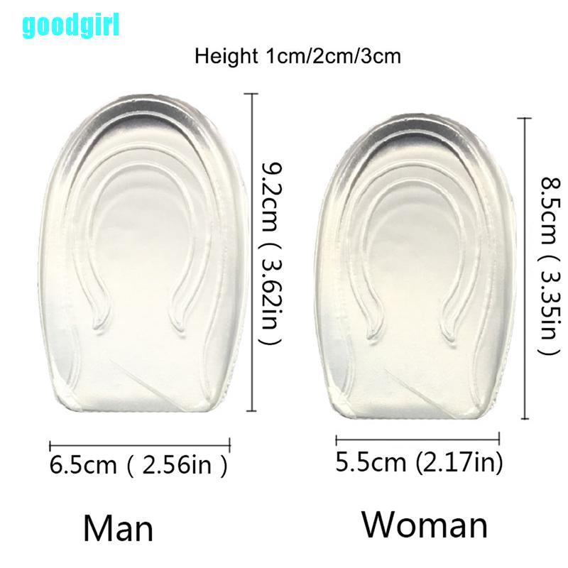 Good 1 Pair Height Men Women Shoe Insole Silicone Heel Insert Taller
