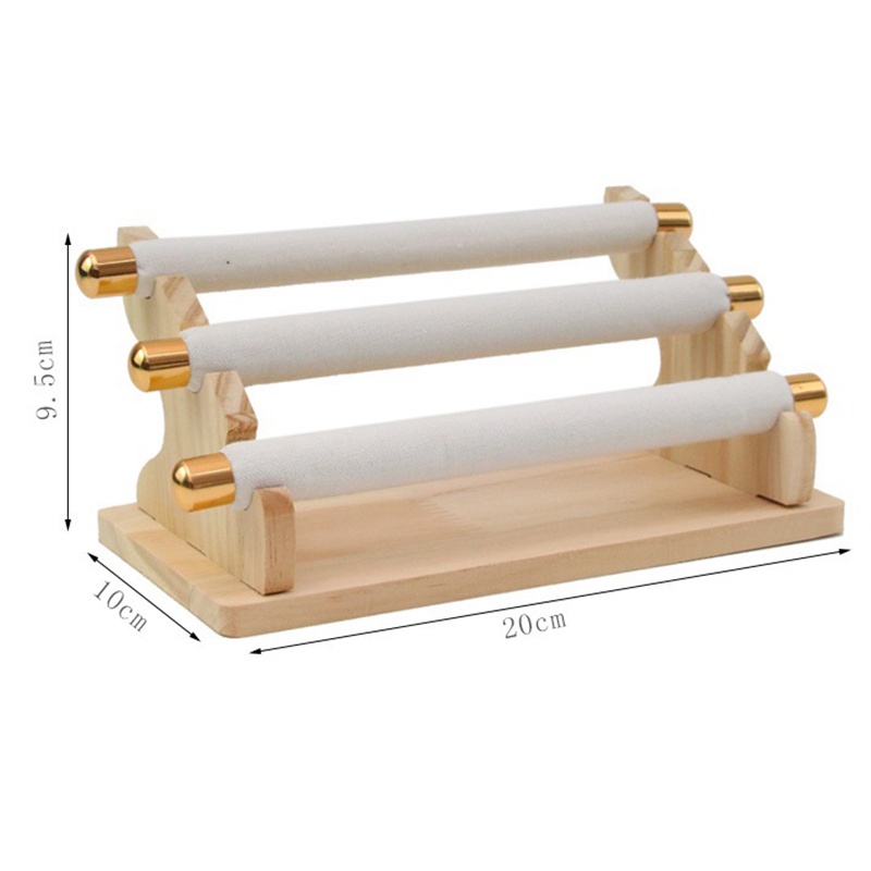 Giá Đỡ Trưng Bày Nhẫn 3 Tầng Hình Chữ T Bằng Gỗ