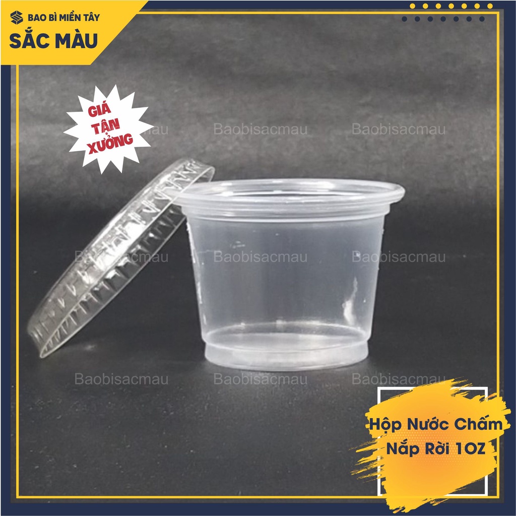 100 Hộp đựng nước chấm, gia vị, nước sốt tròn 1OZ, 2OZ nắp rời