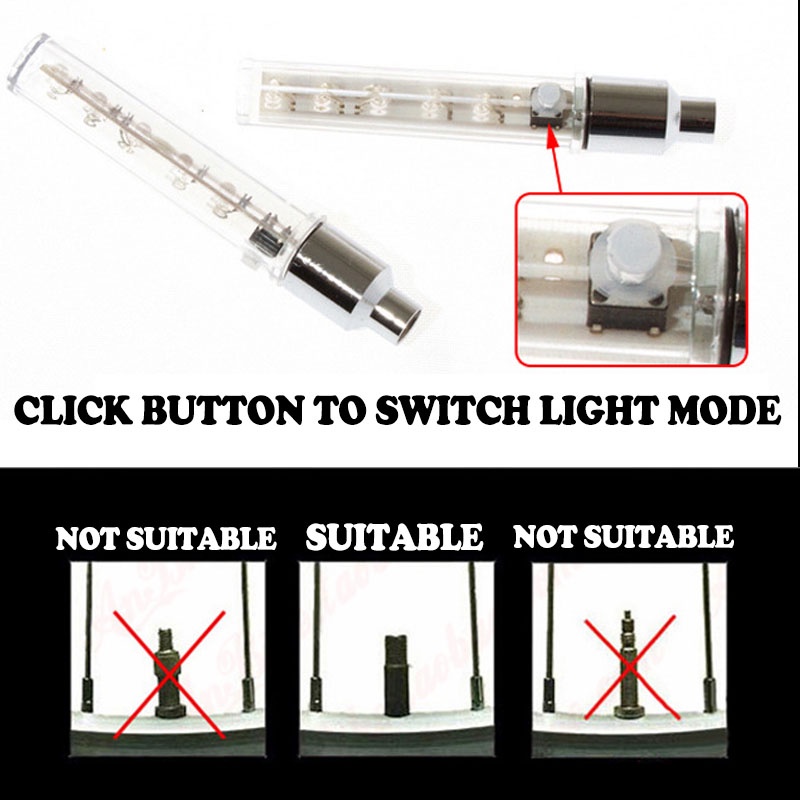 2 cái 5 LED Đèn chiếu sáng xe đạp 7 Đèn chiếu sáng Mô hình Neon Xe đạp Lốp Van ánh sáng Ngoài trời Xe đạp Bánh xe nhẹ Phụ kiện xe đạp
