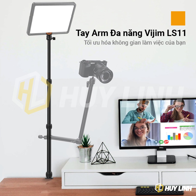 Tay Arm kẹp bàn VIJIM LS11 quay Topshot - Gắn phụ kiện Micro, Máy ảnh Livestream