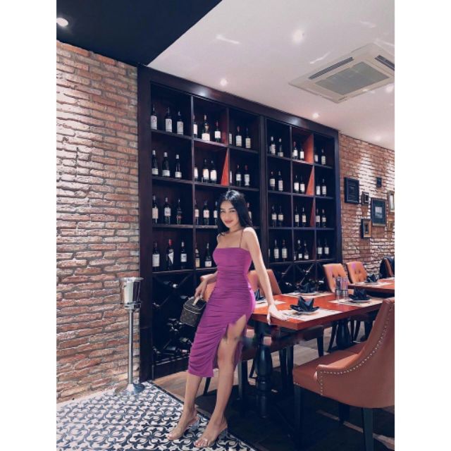 VÁY BODY THUN NHÚN XẺ ĐÙI 2S