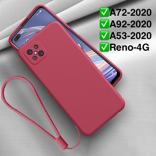 Ốp điện thoại cảm giác lỏng silicon mềm có ống kính Thích hợp cho OPPO Reno4 A52 A92 A72 Vỏ bảo vệ bề mặt màu trơn i04o7w