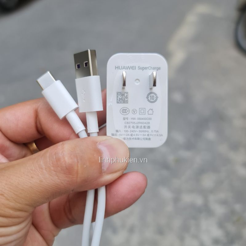 Bộ củ cáp sạc nhanh Super Charge Huawei 22.5W chính hãng cho Mate 20, Mate 20X, P20 Pro, P30