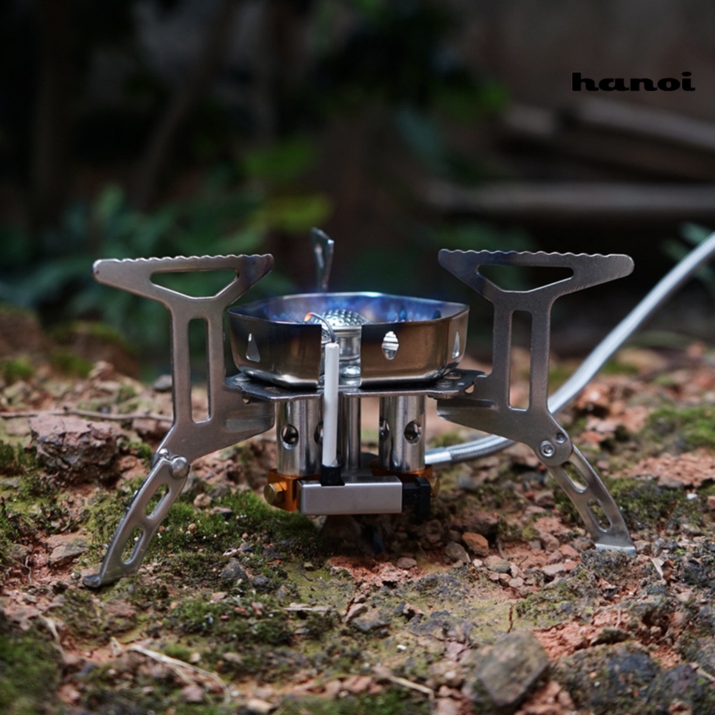 Bếp Ga Bằng Thép Không Gỉ Ba Lõi Gấp Gọn Nhẹ Cho Đi Cắm Trại