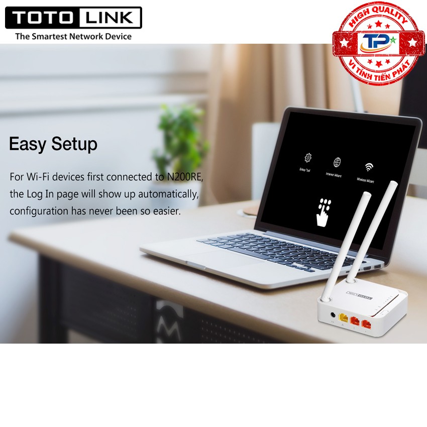 Bộ phát WiFi ToToLink N200RE tốc độ 300Mbps chuẩn N - MiNi Router