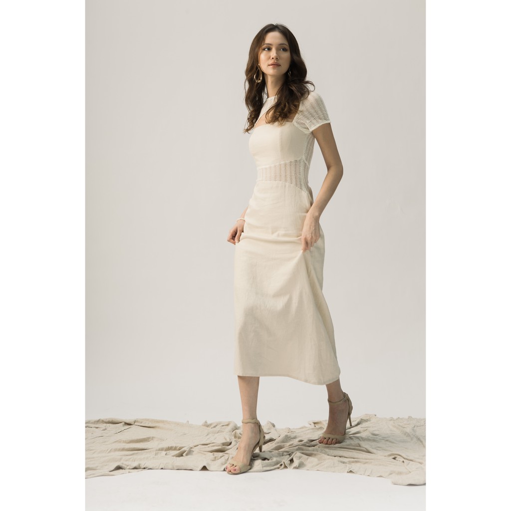 VÁY DÀI LINEN KẾT HỢP CÙNG REN QUYẾN RŨ - EMILY MIDI DRESS , SOLID | BigBuy360 - bigbuy360.vn
