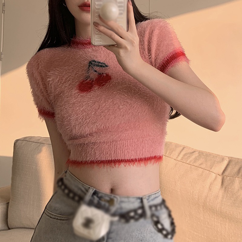 Áo Thun Croptop Ngắn Tay Ôm Dáng Thời Trang Gợi Cảm Cho Nữ