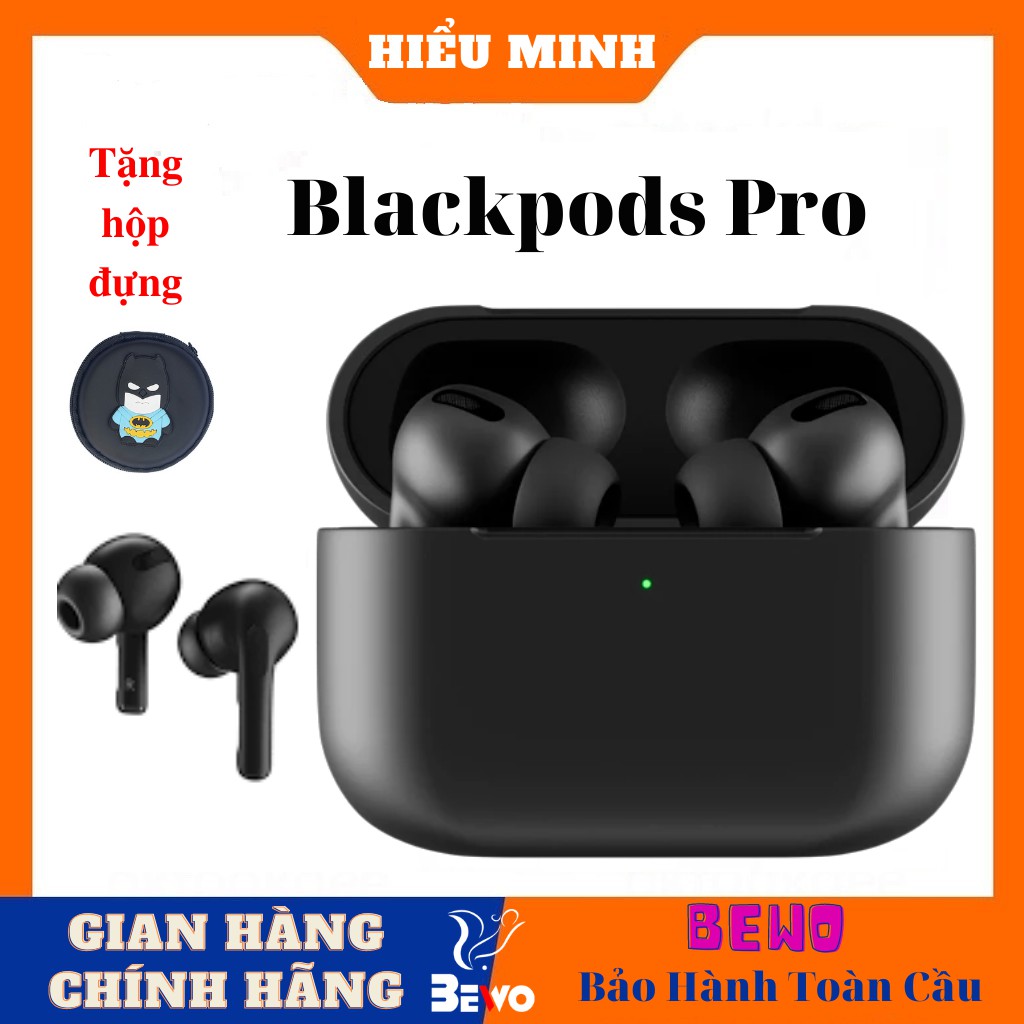 Tai nghe bletooth Airpods Pro Black, Mầu đen nhám huyền bí, Có chống ồn, đỏi tên, Định vị, Sạc không dây.