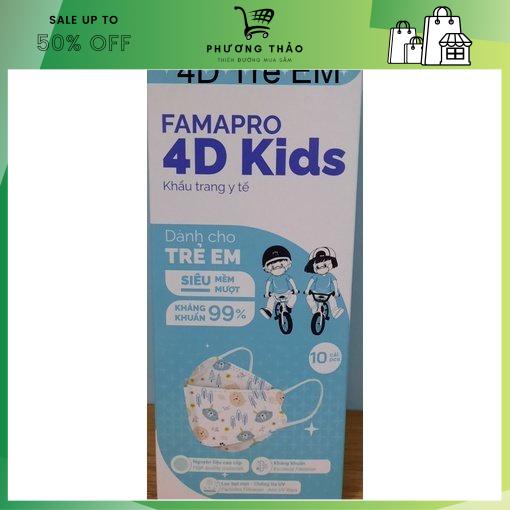 Set Hộp 10 cái khẩu trang y tế 4D cao cấp trẻ em 3 lớp kháng khuẩn Famapro (Nam Anh)