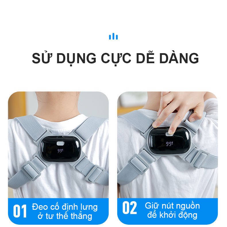 Đai chống gù lưng Smart Pose có màn hình hiển thị - Dây Đeo Chống Gù Lưng Báo Rung Khi Ngồi Sai Tư Thế