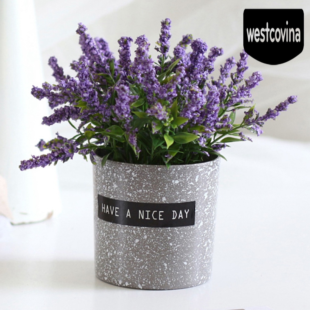 [Hot]☀ 1 Chậu Hoa Oải Hương Nhân Tạo Bằng Nhựa Để Bàn Trang Trí