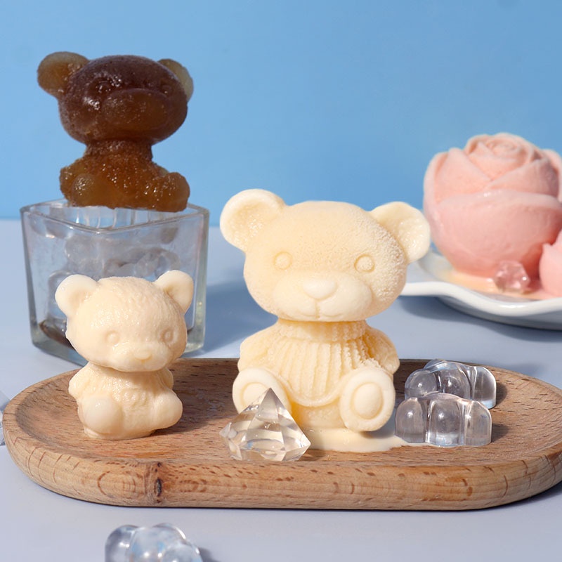Khuôn Silicone Làm Đá Hình Gấu 3D