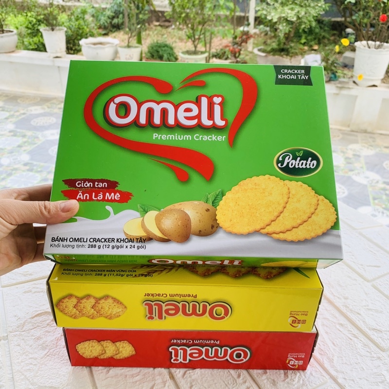 Bánh Omeli Cracker Hộp 288G Khoai Tây/Vừng dừa/Gấc