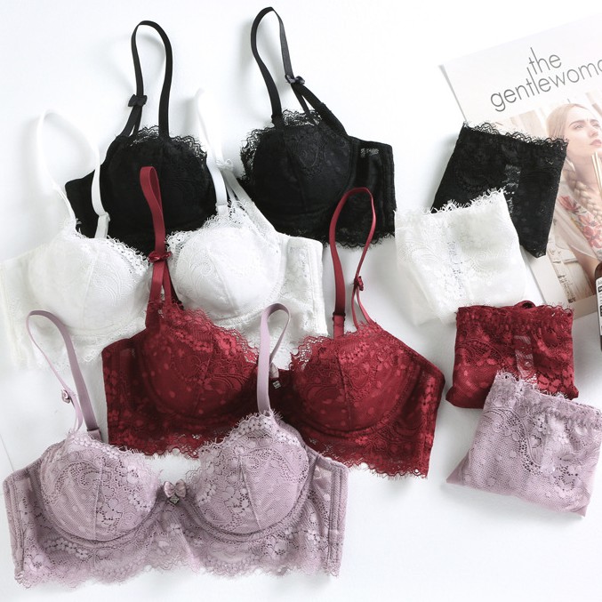 Bộ Đồ Lót LOLI503 CHARM Đính Nơ, Áo Bra Mỏng, Áo Lót Nữ Không Mút Có Gọng Kèm Quần Lót Nữ Ren | BigBuy360 - bigbuy360.vn