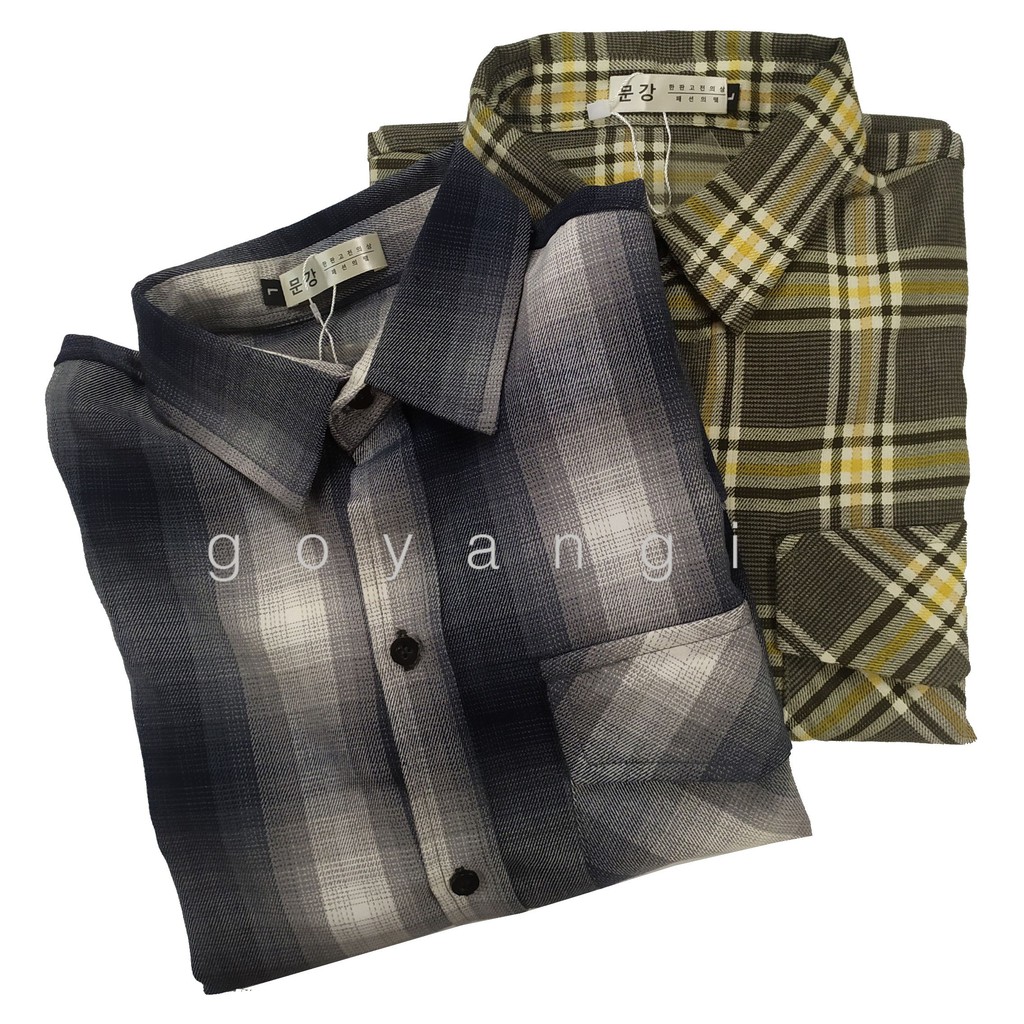 Áo sơ mi Flannel nam dáng rộng phong cách Hàn Quốc