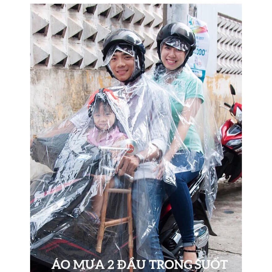 Aó mưa trong suốt 2 đầu