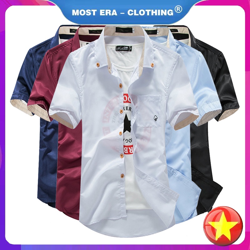 Áo tay ngắn nam, Phù hợp với Hàn Quốc, Màu sáng trên cùng