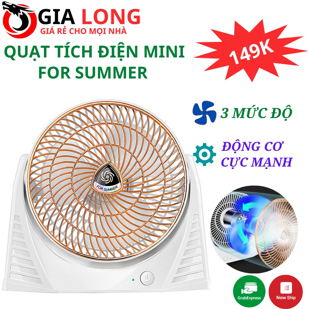 Quạt Sạc Tích Điện Mini For Summer, 3 Mức Độ Gió Cực Mạnh, Nhỏ Gọn Tiện Lợi