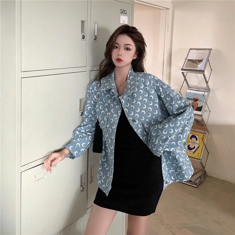 [ORDER] Áo khoác bò denim hoạt tiết dáng rộng ulzzang cá tính - Có ảnh thật