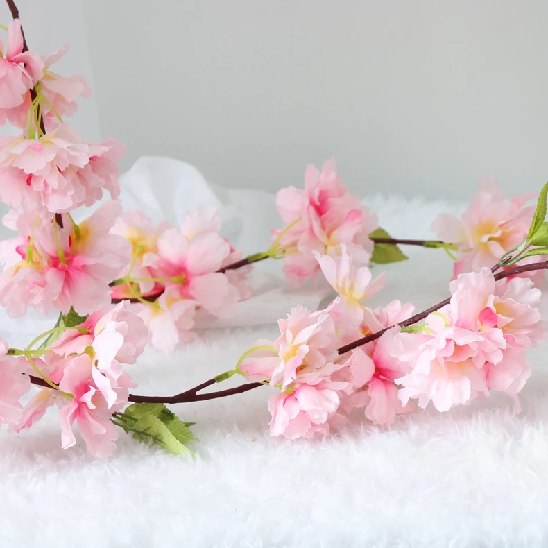 Dây Hoa Đào Giả Bằng Lụa Dùng Trang Trí Tiệc Cưới DIY