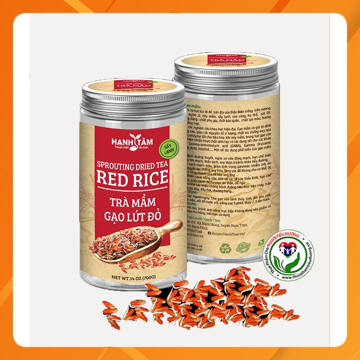 Trà mầm gạo lứt đỏ rang Hạnh Tâm 700g (ổn định đường huyết, làm sạch mạch máu, an thần, dễ ngủ)