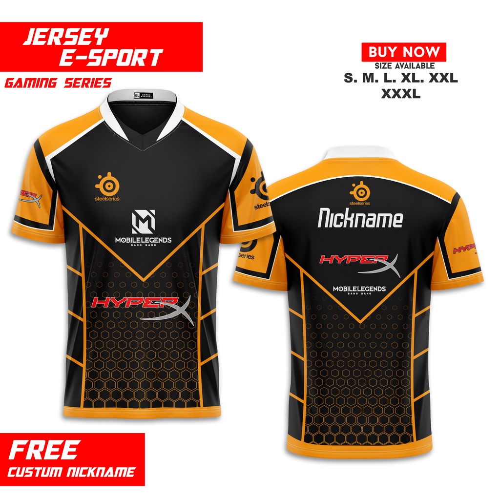Áo thun mới in LOGO JERSEY GAME MOBILE LEGENDS STEEL GAMING & NICKNAME
