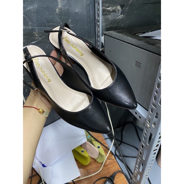 Giày sandal nữ cao gót Anna slingback vintage quai hậu mũi nhọn bít mũi  gót nhọn 5 phân Hàn Quốc _A064