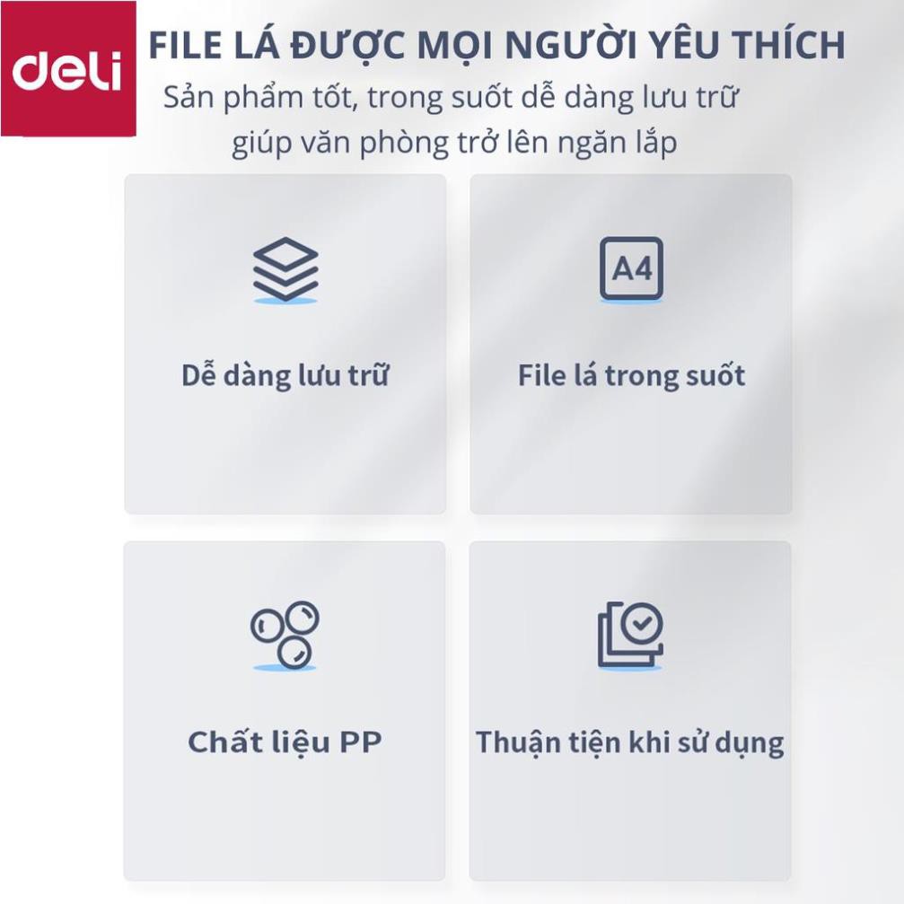 File lá học sinh A4 Deli - 30/40 lá - Xanh dương/Hồng/Trắng - 1 chiếc - 72493 / 72494 [Deli]