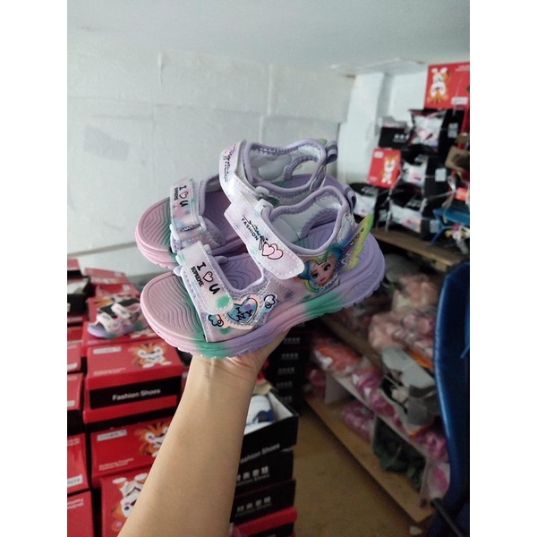 giầy Sandal, Dép quai hậu bé gái có hình công chúa elsa êm mềm không đau chân