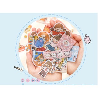 Set sticker cô gái siêu đáng yêu