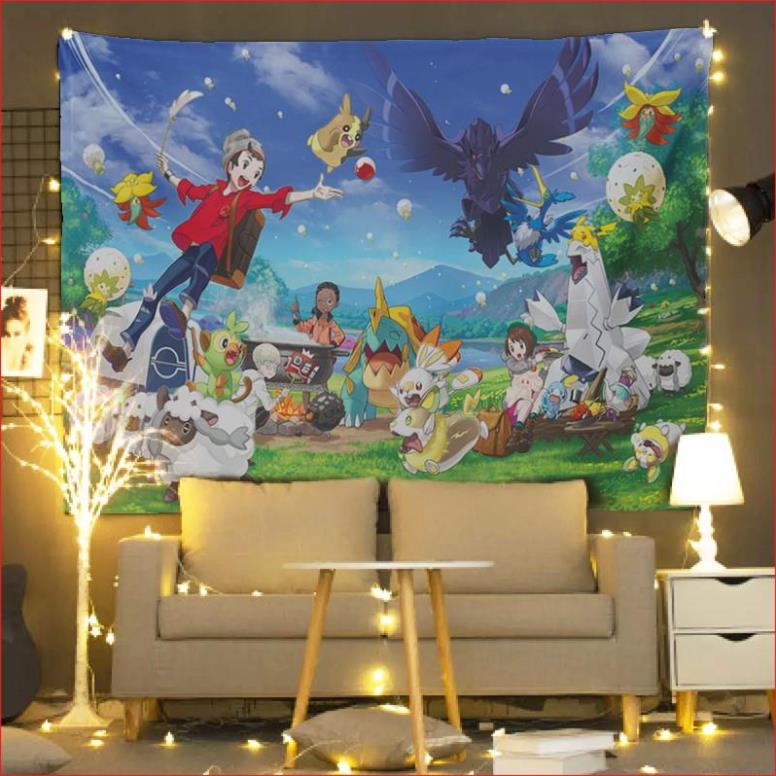 Pokemon 6  Tranh vải treo tường size to tặng móc treo, thảm treo tường decor phòng ngủ đẹp.