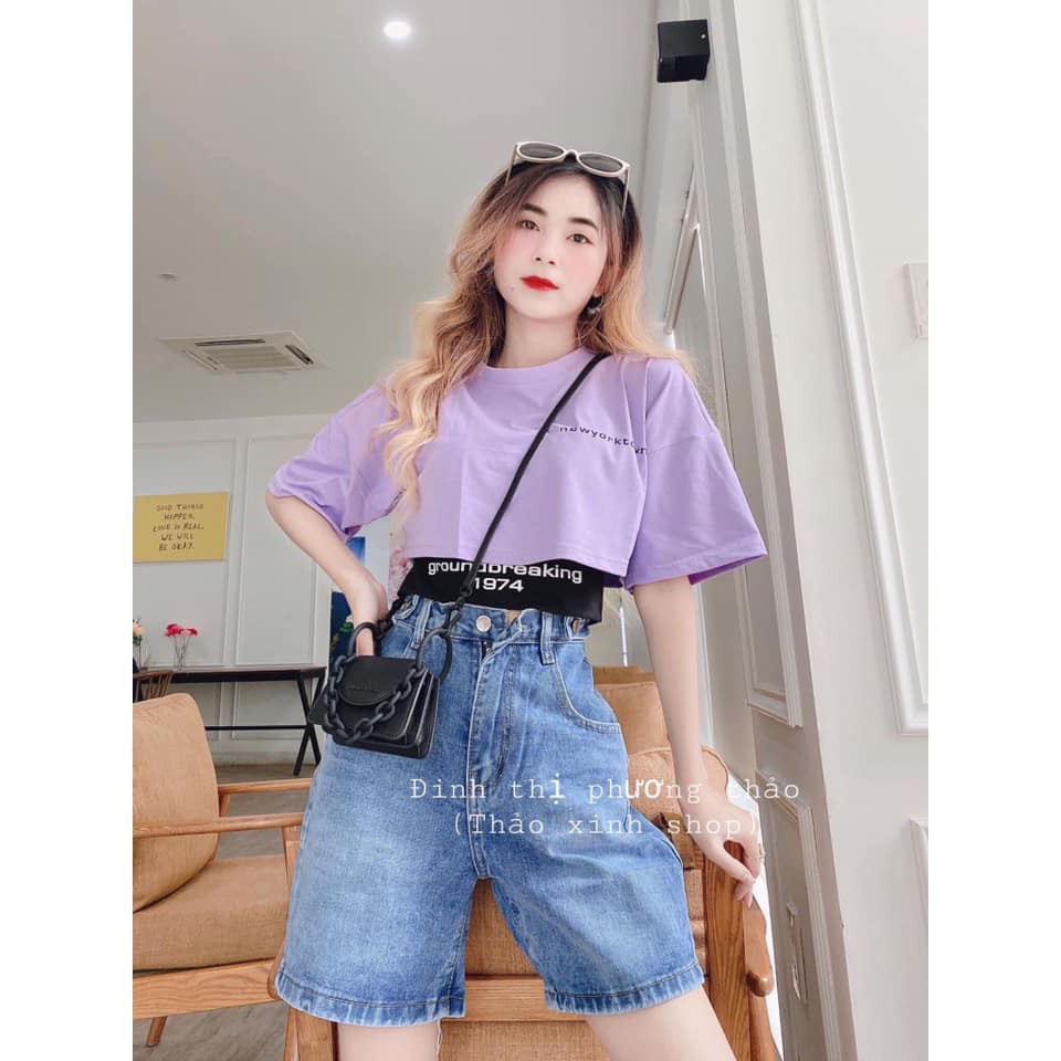 ÁO CROPTOP 3 LỖ 2 MÓN TÍM HOTTREND