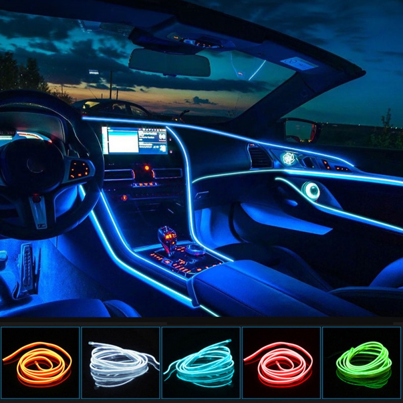 Dây Đèn Led Neon EL Dài 1m Phát Sáng Trong Đêm Dùng Để Trang Trí Nội Thất Xe Hơi