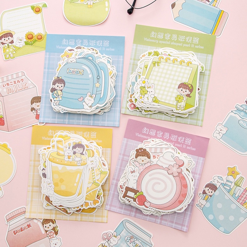 Set 100 Tờ giấy Ghi Chú Note Hoạ Tiết Hoạt Hình Dễ Thương - Tiệm Ốc Sột-PK016